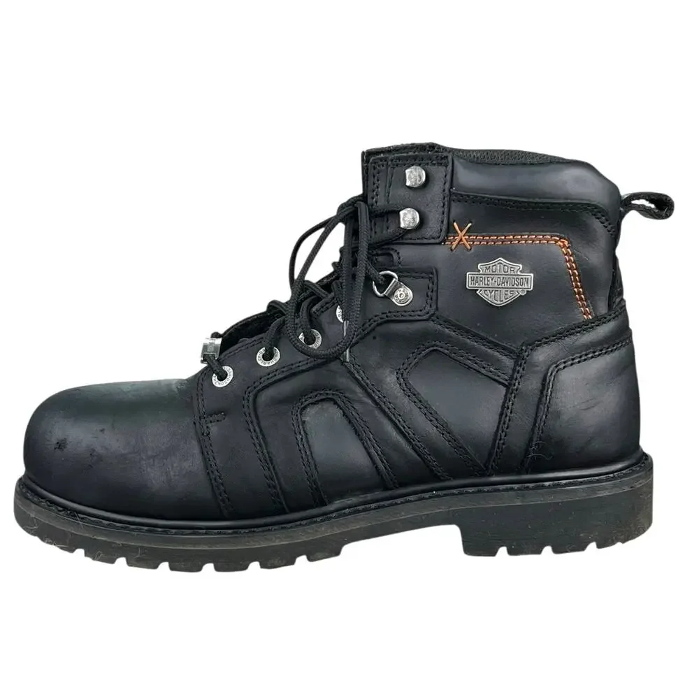 Harley Davidson Men’s Chad Black Leather Steel Toe Moto Boot Size US 12
